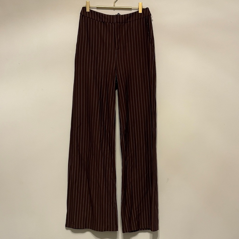 N by NAKED WARDROBE BROWN PINSTRIPE PANTS- size medium - Picture 2 of 7